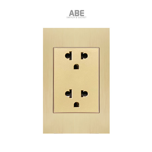 Ổ cắm đôi 3 chấu Titan X vàng hạt vàng ABE