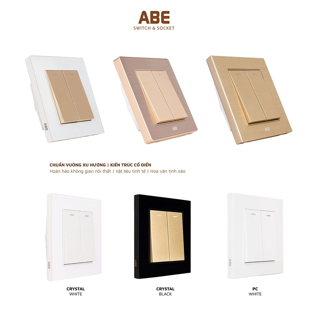 Hình ảnh các mẫu Công tắc - ổ cắm Vuông Classia tông cổ điển