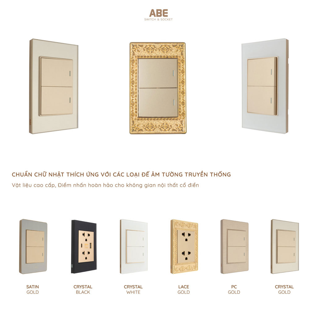Tổng hợp hình ảnh Công tắc điện - ổ cắm điện Chữ nhật Cổ điển
