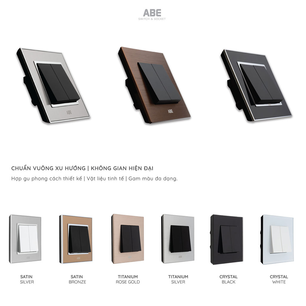 Thư viện hình ảnh mẫu Công tắc - ổ cắm điện Vuông Luxury