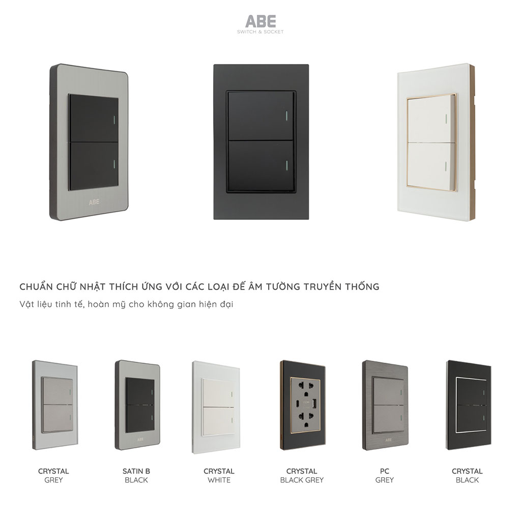 Thư viện hình ảnh các mẫu Công tắc - ổ cắm Chữ nhật Hiện đại
