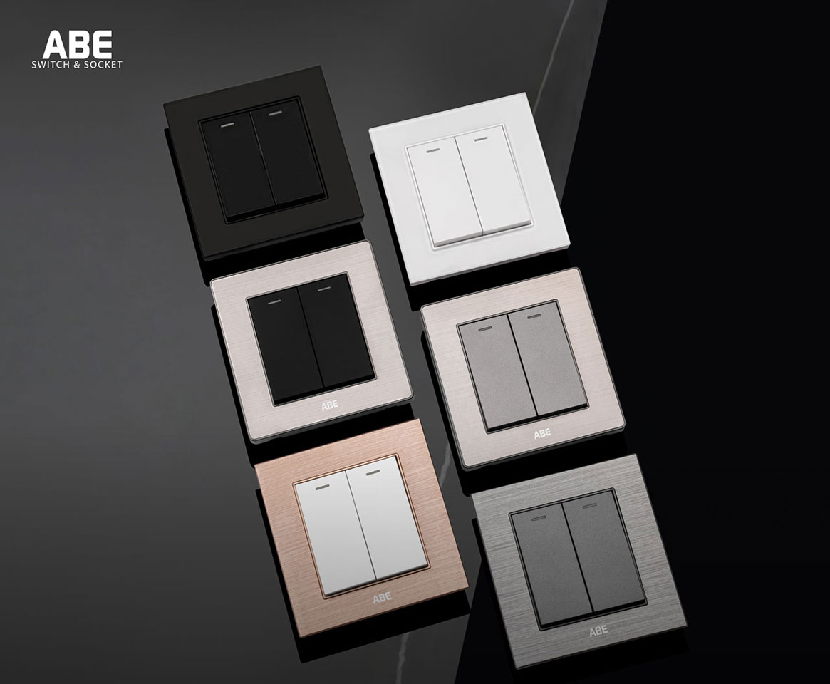 Mặt công tắc vuông ABE dành cho công tắc, ổ cắm