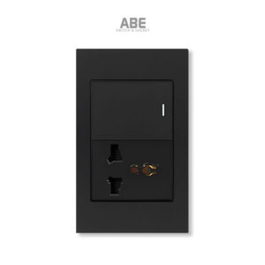 Ổ cắm đa năng Crystal đen viền đen kèm công tắc ABE