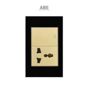 Ổ cắm đa năng Crystal đen viền vàng kèm công tắc ABE