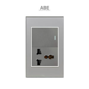 Ổ cắm đa năng Crystal xám viền bạc kèm công tắc ABE