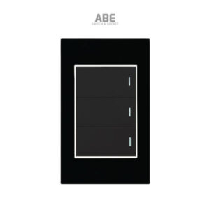 Công tắc ba Crystal chữ nhật đen viền bạc ABE