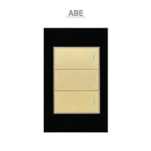 Công tắc ba Crystal chữ nhật đen viền vàng ABE