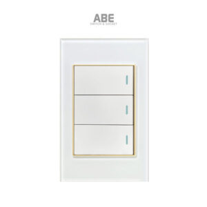 Công tắc ba Crystal chữ nhật trắng viền vàng ABE