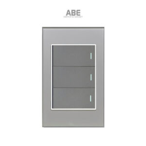Công tắc ba Crystal chữ nhật xám viền bạc ABE