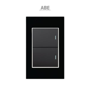 Công tắc đôi trung gian Crystal đen viền bạc ABE